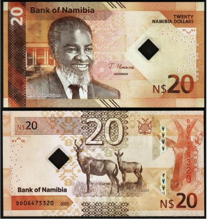 Namibia - Namibia 20 Dolari 2025, Harteebeest rosu, UNC