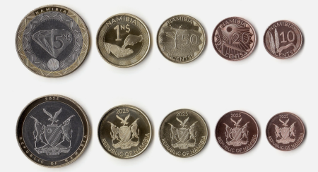 Monede - Namibia set 5 monede 2025: 10,20,50 centi, 1,5 Dolari, UNC