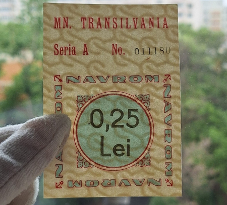Navrom Transilvania tichet 0,25 Lei, Seria A 011180, rar [2]
