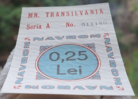 Navrom Transilvania tichet 0,25 Lei, Seria A 011180, rar [3]