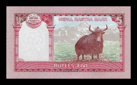 Bancnote Asia - Nepal, 5 Rupii 2017, necirculata