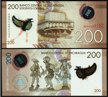 Bancnote America - Nicaragua 200 Cordobas 2023, polimer, necirculata