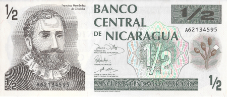 Nicaragua - Nicaragua 50 centavos de cordoba 1991, Francisco Hernandez de Cordoba, necirculata