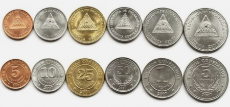 Monede America - Nicaragua set 6 monede 1997-2007: 5,10,25,50 Centavos, 1,5 Cordobas, UNC