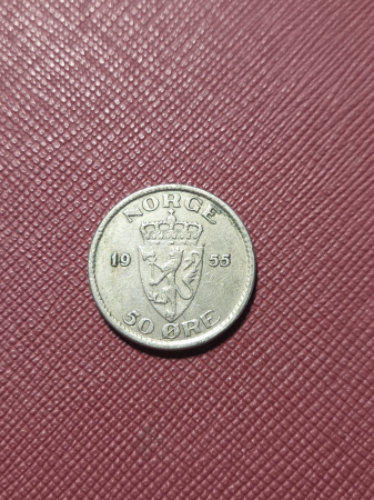 Monede straine - Norvegia 50 ore 1955