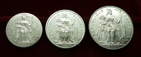Noua Caledonie Set 3 Monede: 1,2,5 Franci 2002-2003, necirculate [1]
