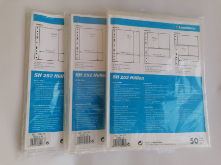 Folii pentru stocare bancnote, la pachet - Pachet 50 folii bancnote, gama Optima, cod SH252, 250x200 mm, 1-3 compartimente
