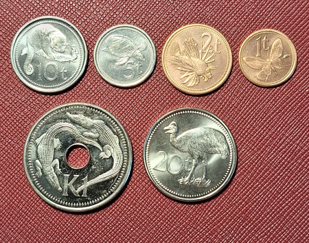 Monede Australia si Oceania - Papua Noua Guinee set 6 monede: 1 2 5 10 20 TOEA 1 KINA 2004 2005, UNC