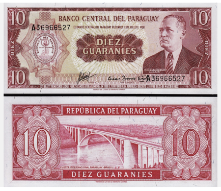 Paraguay - Paraguay 10 Guaranies 1952, necirculata