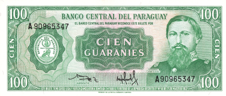 Paraguay - Paraguay 100 Guaranies 1982, José E. Díaz, necirculata