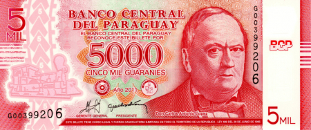 Bancnote America - Paraguay 5000 Guaranies 2011, polimer, necirculata