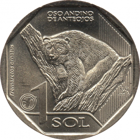 Peru 1 sol, 2017 Ursul cu ochelari, UNC [2]