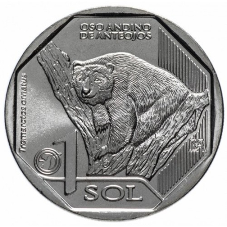 Monede America - Peru 1 sol, 2017 Ursul cu ochelari, UNC