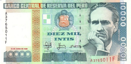 Peru - Peru 10000 intis 1988, aproape necirculata