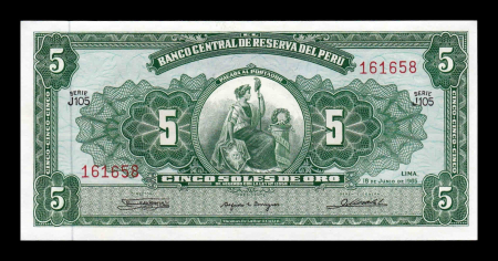Peru - Peru 5 Soles de Oro 1966, necirculata
