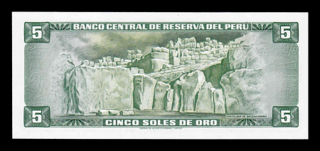 Peru 5 Soles de Oro 1974, Inca Pachacutec, necirculata [1]