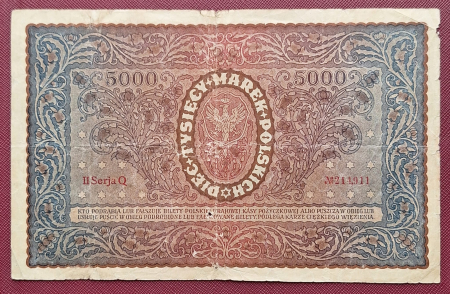 Polonia 5000 marek 1919, circulata [1]