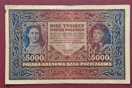 Bancnote - Polonia 5000 marek 1919, circulata