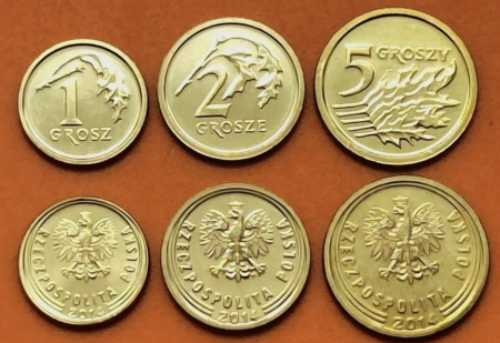 Monede - Polonia set 3 monede 2014: 1,2,5 Groszy, UNC