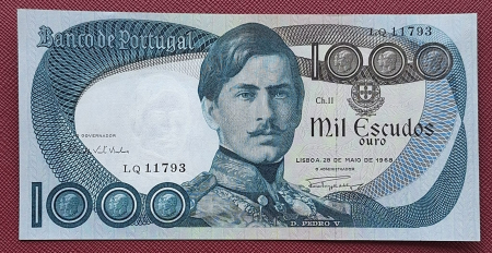 Monede Euro, Eurocenti - Portugalia 1000 Escudos 1968, aproape necirculata