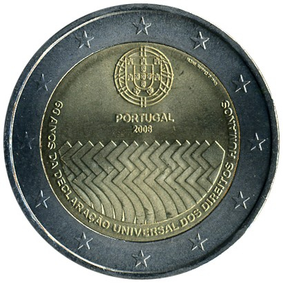 Portugalia - Portugalia 2 euro 2008, A 60-a aniversare - Declarația Universală a Drepturilor Omului, UNC