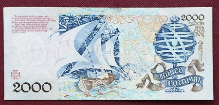 Portugalia 2000 Escudos 1991, aproape necirculata [1]