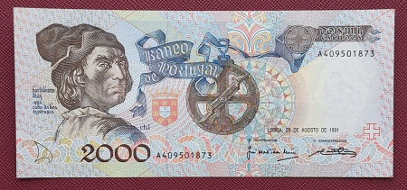 Monede Euro, Eurocenti - Portugalia 2000 Escudos 1991, aproape necirculata