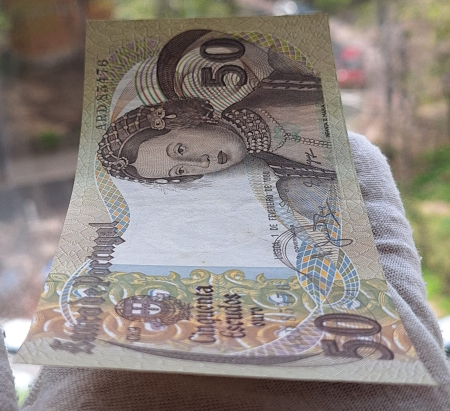 Portugalia 50 Escudos 1968-1980, aproape necirculata [1]