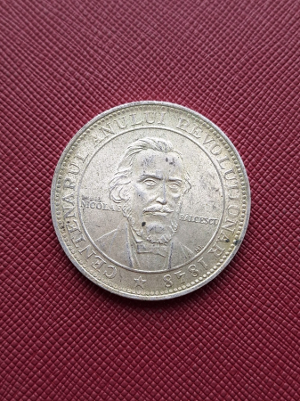 Monede Romania - R.P.R. Medalie argint Nicolae Balcescu, anul 1948 "Centenarul Anului Revoluționar 1848"