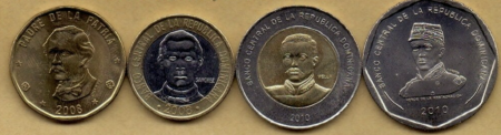 Republica Dominicana Set 4 Monede 1 5 10 25 Pesos 2008-2010, UNC [0]