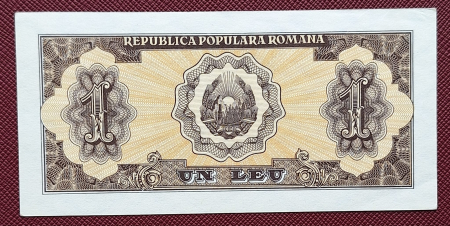 Romania, 1 leu 1952, seria h 85 / 577851, UNC- [1]
