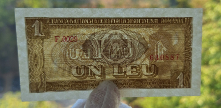 Romania 1 leu 1966, 2 consecutive, seriile F.0029/630887-630888, UNC [2]