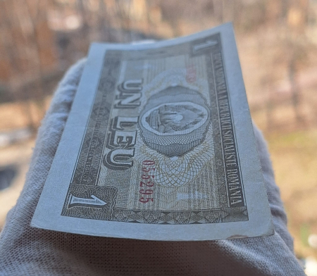 Romania 1 leu 1966, seria A.0030/055295, circulata, stare buna [3]