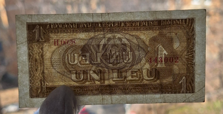 Romania 1 leu 1966, seria H.0028/443002, circulata, stare buna [2]