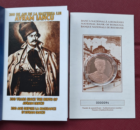 Monede Romania - Romania, 1 Leu 2024 - 200 ani de la nasterea lui Avram Iancu, tombac