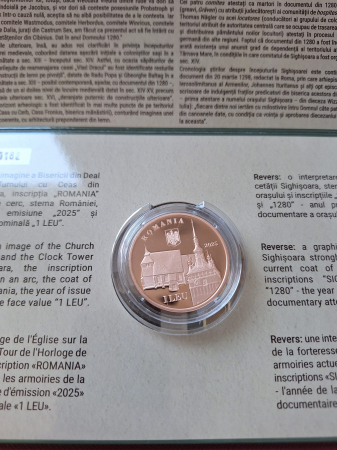 Monede Romania - Romania, 1 Leu 2025 - 745 ani de la prima atestare a orasului SIGHISOARA, tombac