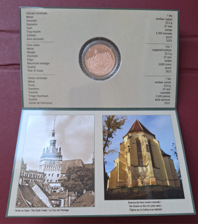 Romania, 1 Leu 2025 - 745 ani de la prima atestare a orasului SIGHISOARA, tombac [2]