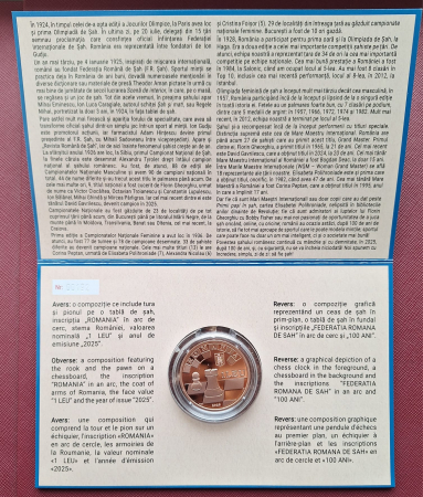 Romania, 1 Leu 2025 - Centenarul Federatiei Romane de Sah, tombac [2]