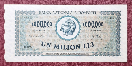 Bancnote - Romania 1 milion lei 1947, seria D.1424/0958, UNC