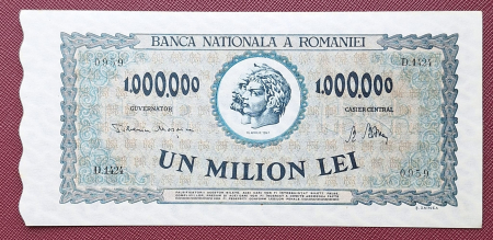 Bancnote - Romania 1 milion lei 1947, seria D.1424/0959, UNC