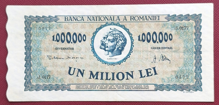 Bancnote Romania - Romania 1 milion lei 1947, seria J.0177/0177, stare buna