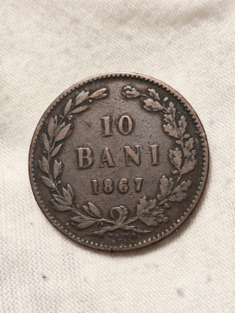 Monede Romania - Romania, 10 Bani 1867 Watt&Co, Regele Carol I, primul sistem monetar
