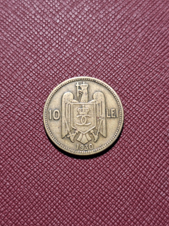 Romania, 10 lei 1930 monetaria Heaton, Regele Carol II [1]