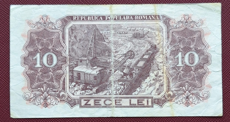 Romania, 10 lei 1952, seria n 27 / 506064, circulata, stare buna [1]