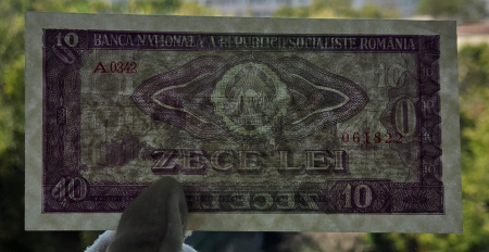 Romania 10 LEI 1966, seria A.0342/061822, aproape necirculata [2]