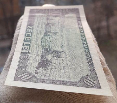 Romania 10 LEI 1966, seria H.0260/601176, aproape necirculata [3]