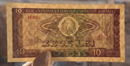 Romania 10 LEI 1966, seria H.0260/601176, aproape necirculata [2]