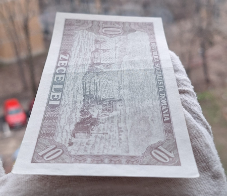 Romania 10 LEI 1966, seria D.0315/451317, aproape necirculata [4]