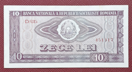 Bancnote - Romania 10 LEI 1966, seria D.0315/451317, aproape necirculata