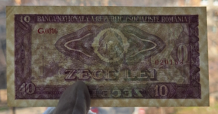 Romania 10 LEI 1966, seria G.0316/020153, circulata [2]